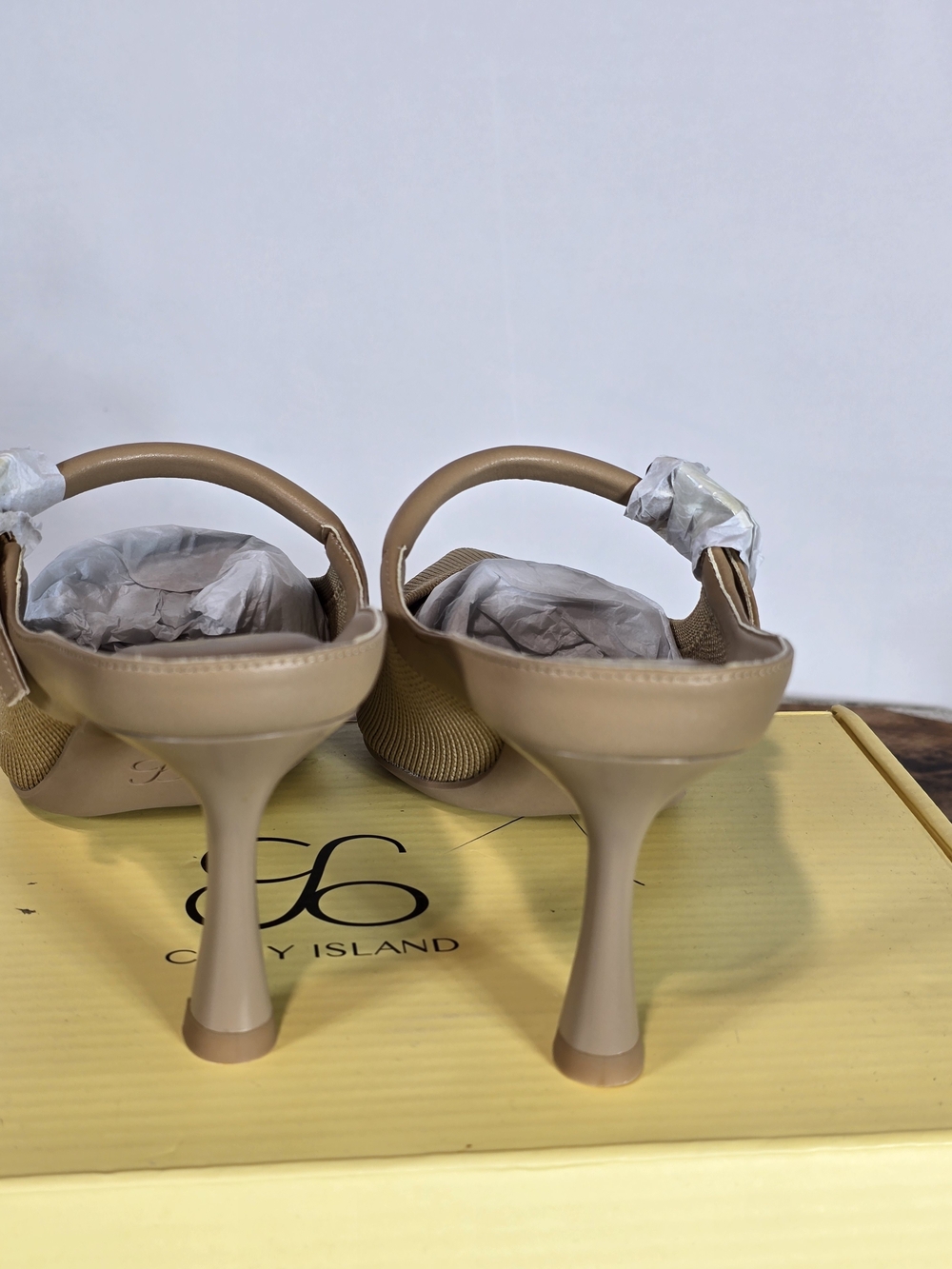 Cosy Island Women's Tan Pointed Toe Mary Jane Heeled Mules Size 5.5 - Picture 9 of 13